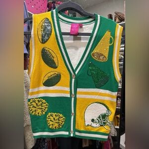 QUEEN OF SPARKLES Green and Yellow Sports Vest